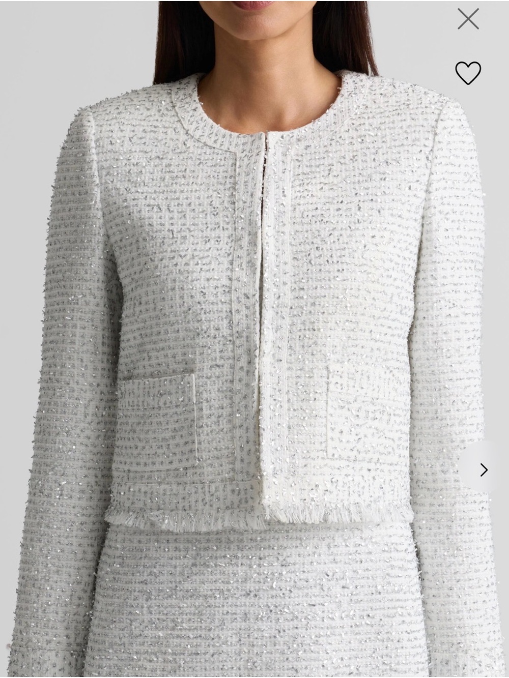 NEW ST JOHN METALLIC FRINGE JACKET!  BRIGHT WHITE, SIZE O!  NEW WITH TAGS!